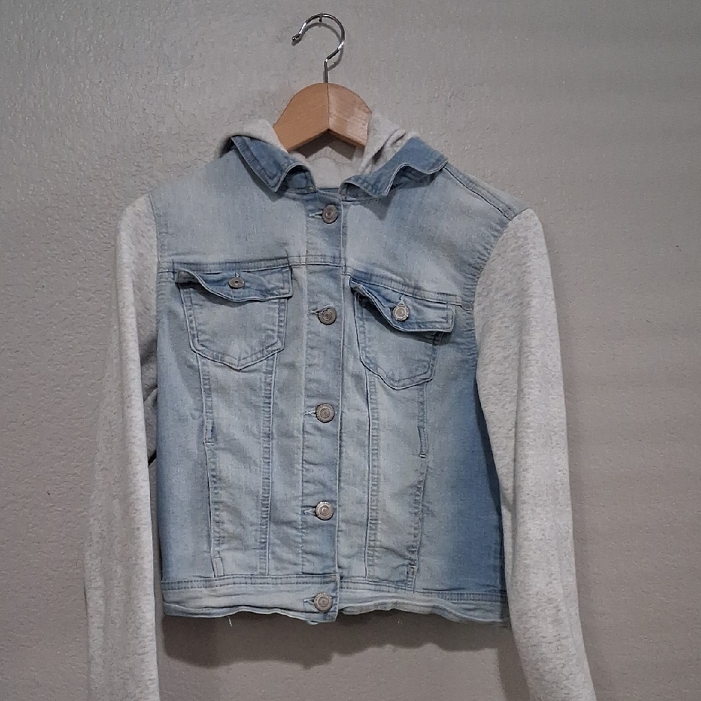 Wallflower Denim Jacket with Heather Gray Sleeves